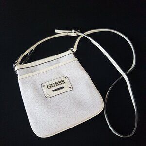GUESS 1981 Signature Crossbody Bag Cream Beige Monogram Logo Camera Purse